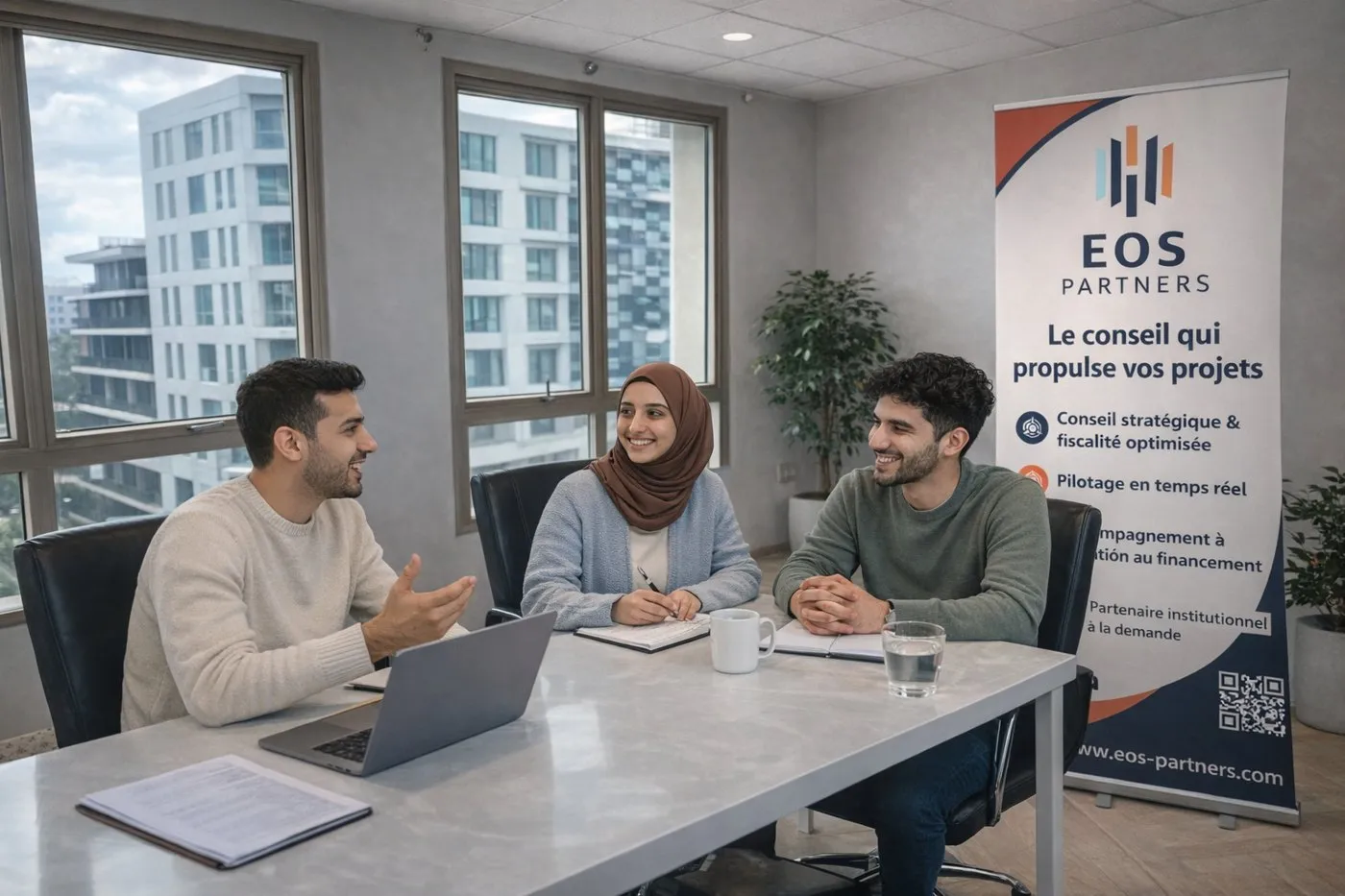 Réunion de travail dans une salle d’EOS Partners